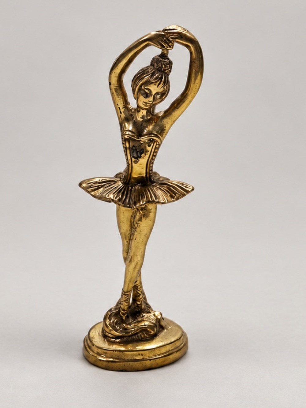 Brass Ballerina Figurine Home Art – Gold Decorative Sculpture
